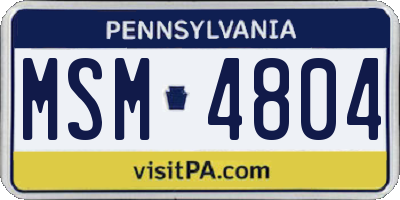 PA license plate MSM4804