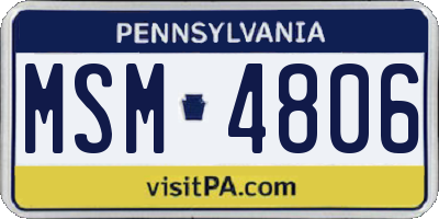 PA license plate MSM4806