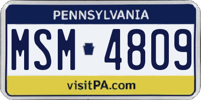 PA license plate MSM4809