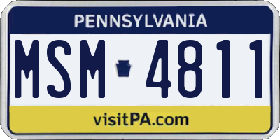 PA license plate MSM4811