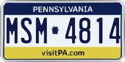 PA license plate MSM4814