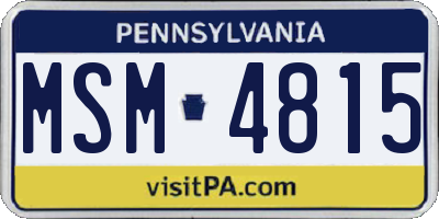 PA license plate MSM4815