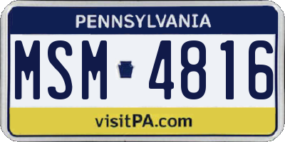 PA license plate MSM4816