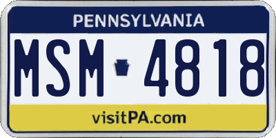 PA license plate MSM4818