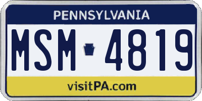 PA license plate MSM4819