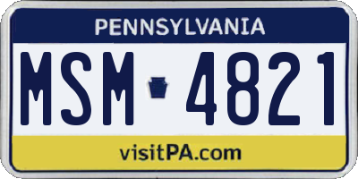 PA license plate MSM4821