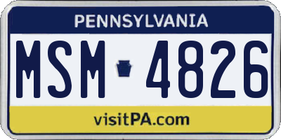 PA license plate MSM4826