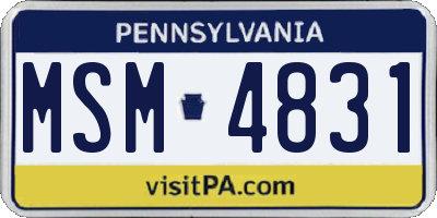 PA license plate MSM4831