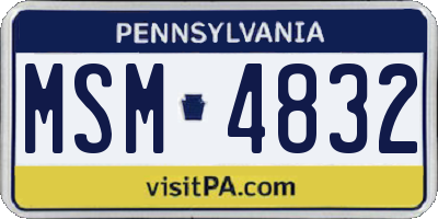 PA license plate MSM4832