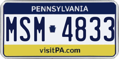 PA license plate MSM4833