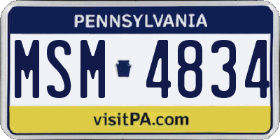 PA license plate MSM4834