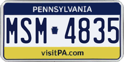 PA license plate MSM4835