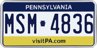 PA license plate MSM4836