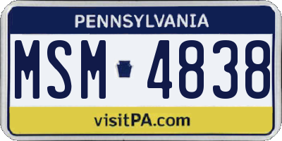 PA license plate MSM4838