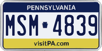 PA license plate MSM4839