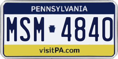 PA license plate MSM4840