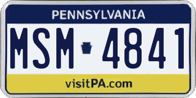PA license plate MSM4841