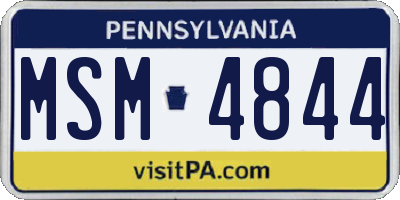 PA license plate MSM4844