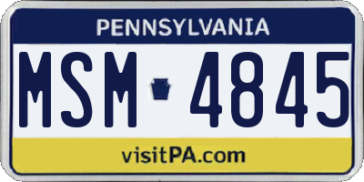 PA license plate MSM4845