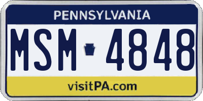 PA license plate MSM4848