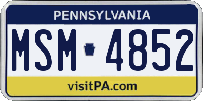 PA license plate MSM4852