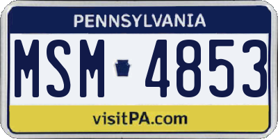 PA license plate MSM4853