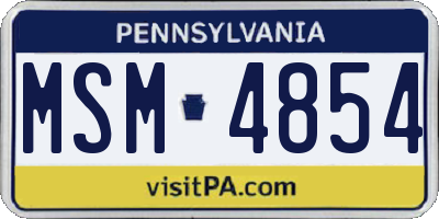 PA license plate MSM4854