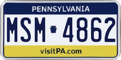 PA license plate MSM4862