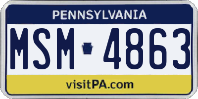 PA license plate MSM4863