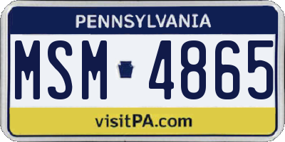 PA license plate MSM4865