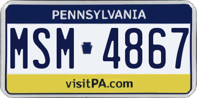 PA license plate MSM4867