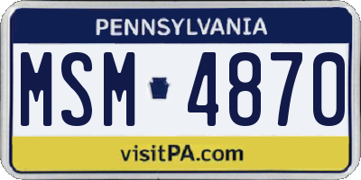 PA license plate MSM4870