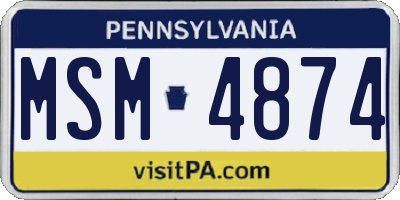 PA license plate MSM4874