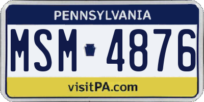 PA license plate MSM4876
