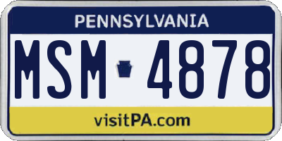 PA license plate MSM4878