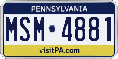 PA license plate MSM4881