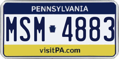 PA license plate MSM4883