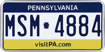 PA license plate MSM4884