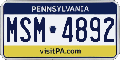 PA license plate MSM4892
