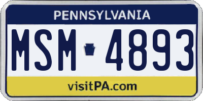PA license plate MSM4893