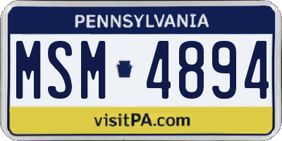 PA license plate MSM4894