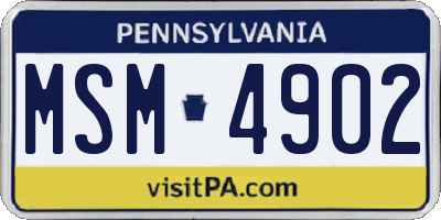 PA license plate MSM4902