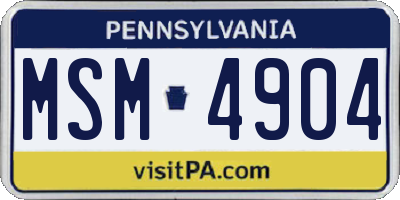 PA license plate MSM4904