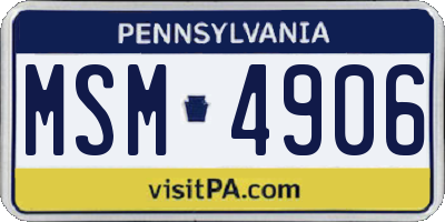 PA license plate MSM4906