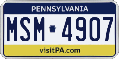 PA license plate MSM4907