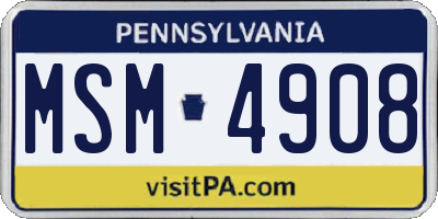PA license plate MSM4908