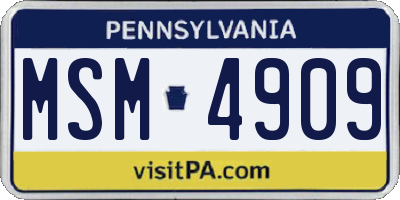 PA license plate MSM4909