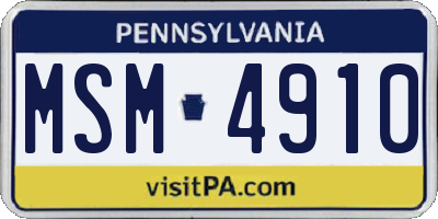 PA license plate MSM4910