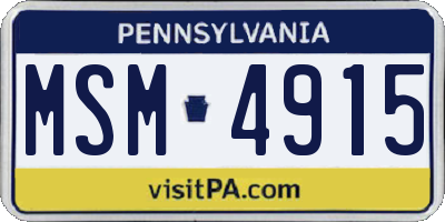 PA license plate MSM4915