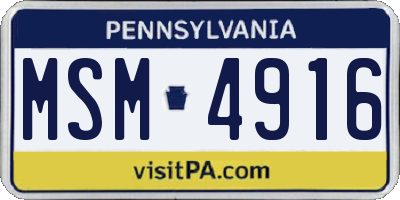 PA license plate MSM4916